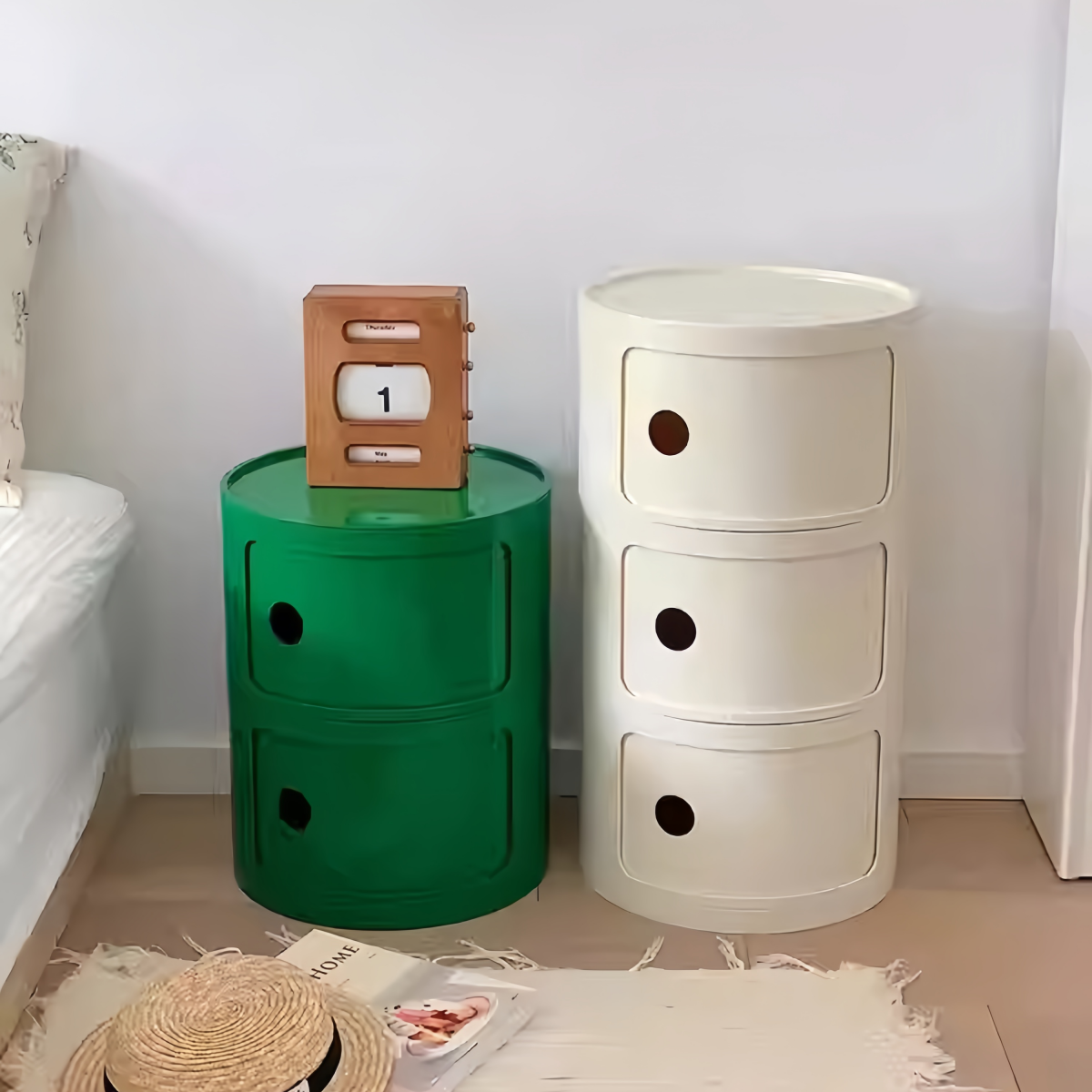 MAKA Round Bedside Storage Cabinet
