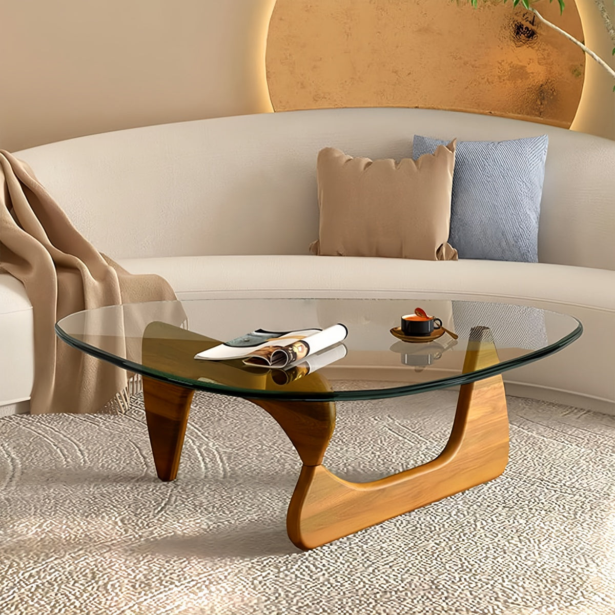 Triangular Modern Glass Coffee Table
