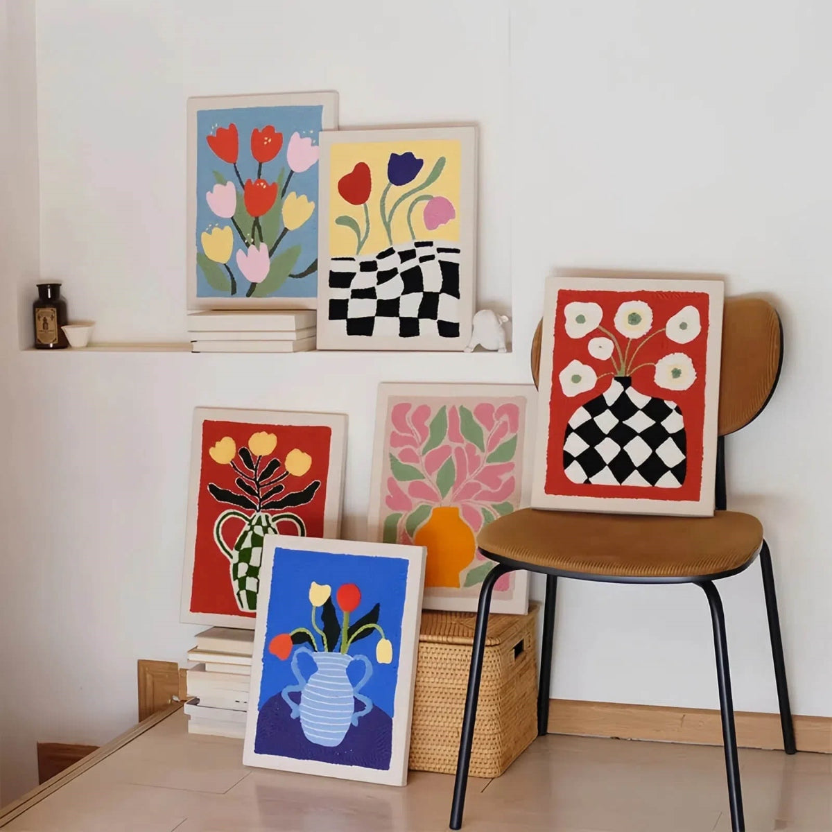 Monochrome Bloom – Black & White Vase Stitch Kit