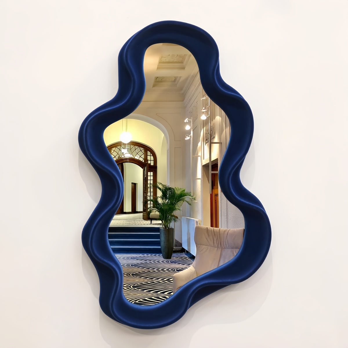 Cloud-Shaped Flocking Wall Mirror