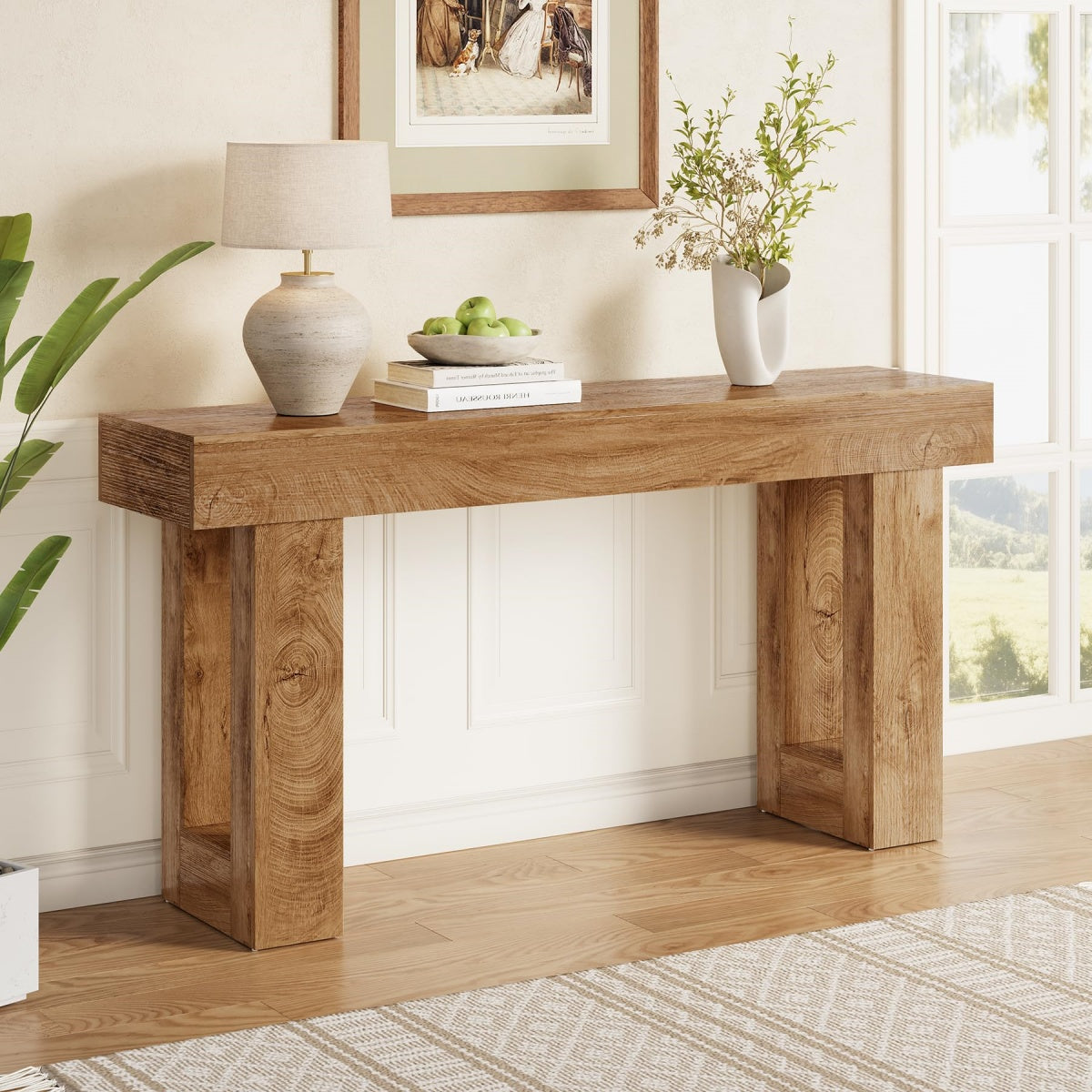 Rustic Industrial Oak Console Table