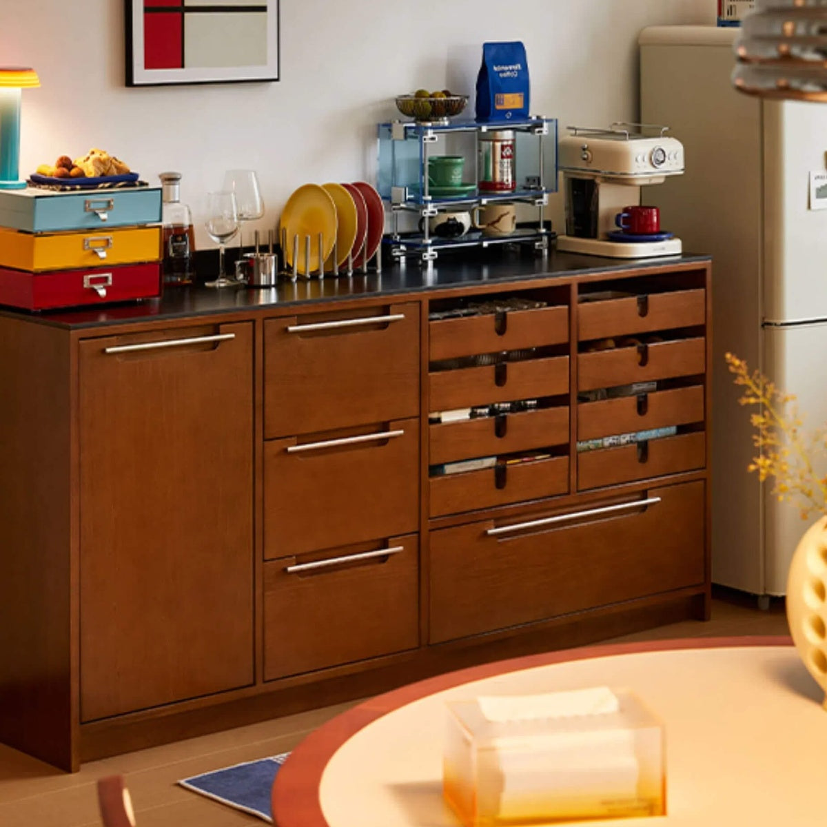 Solid Wood Sideboard with Rock Plate
