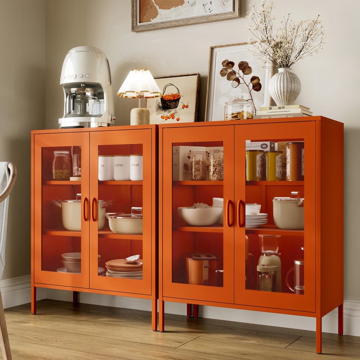 Versatile Mesh Door Storage Cabinet