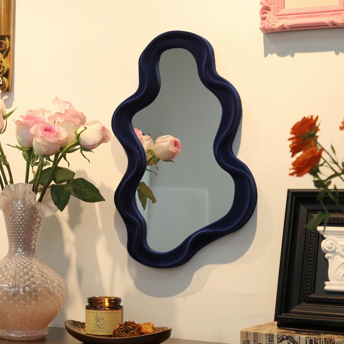 Cloud-Shaped Flocking Wall Mirror