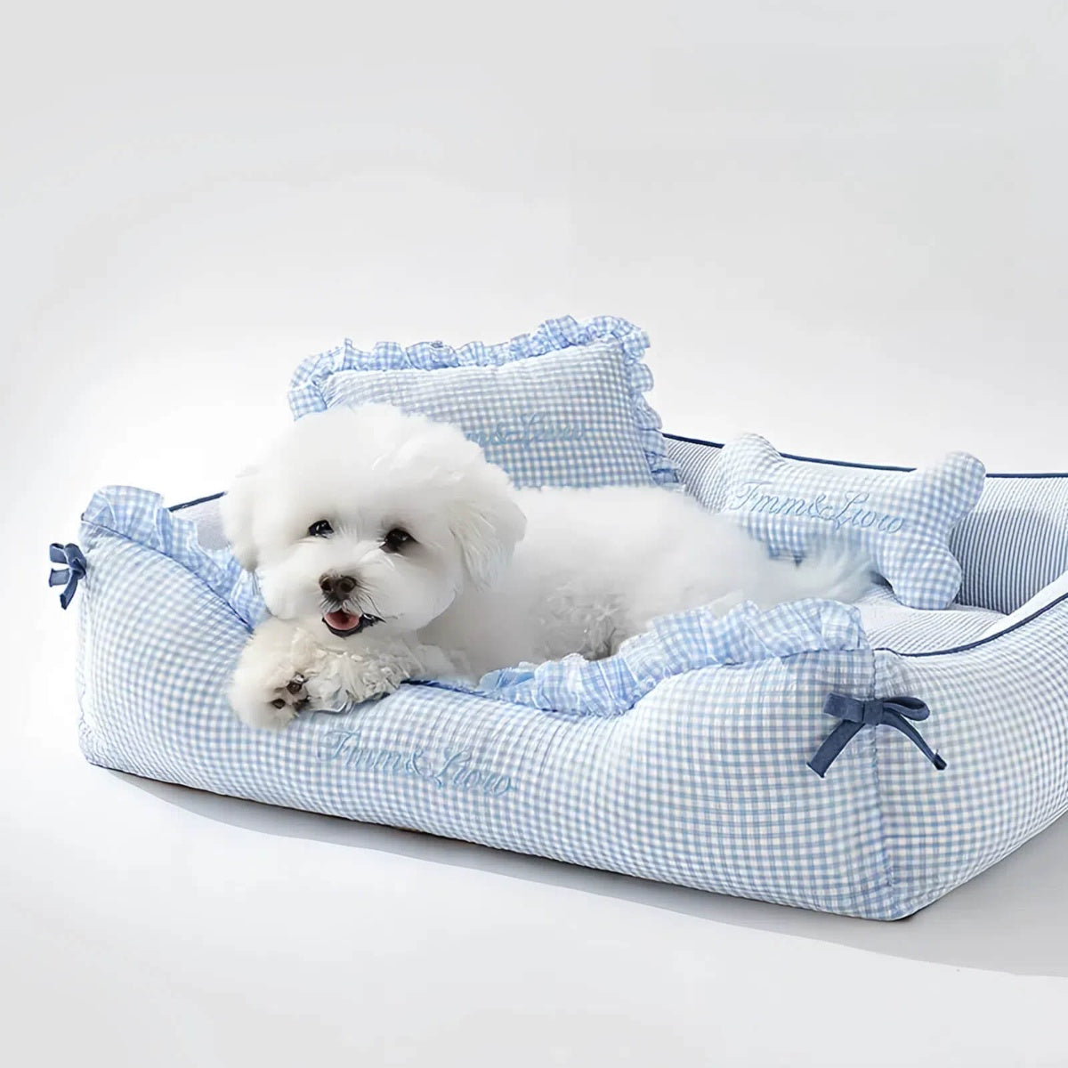 Pale Blue Plaid Pet Bed