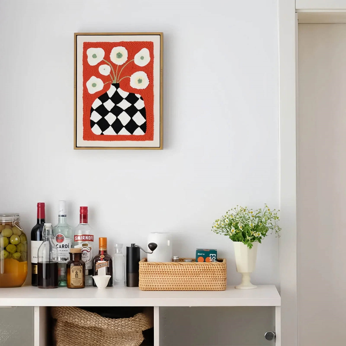 Monochrome Bloom – Black & White Vase Stitch Kit