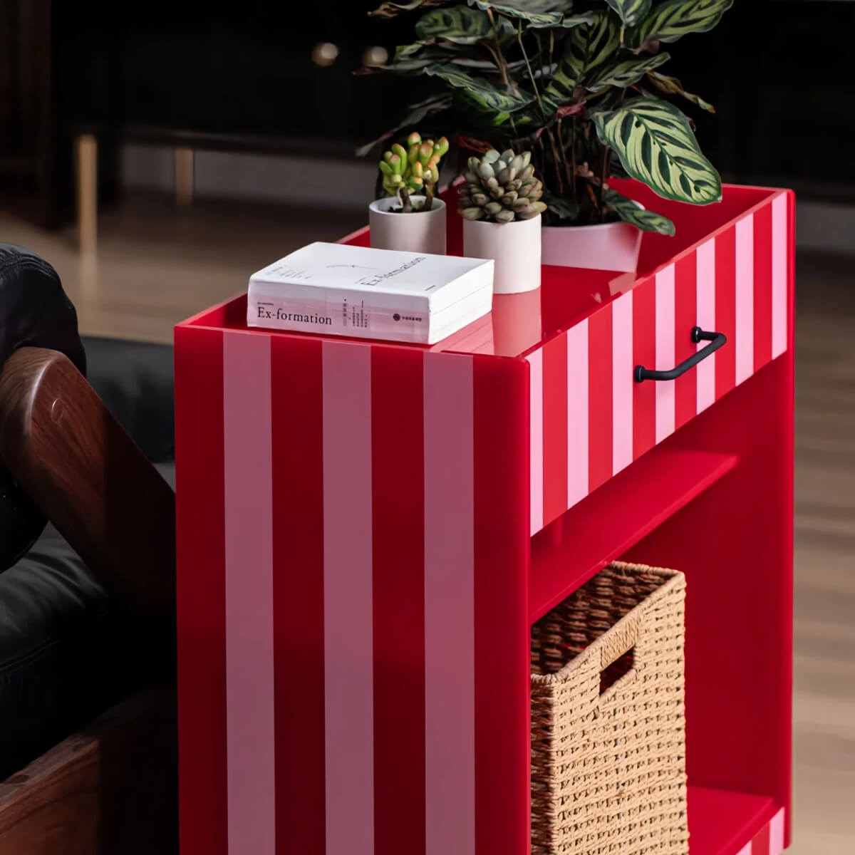 Dopamine Striped Acrylic Rolling Cart