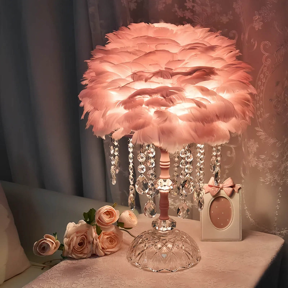 Feather Crystal Table Lamp