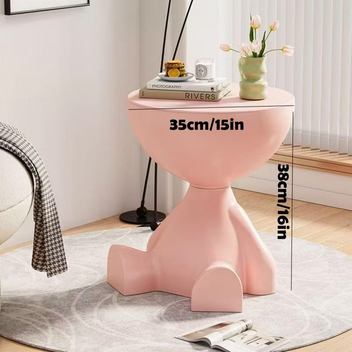 Modern Pink Round Side Table