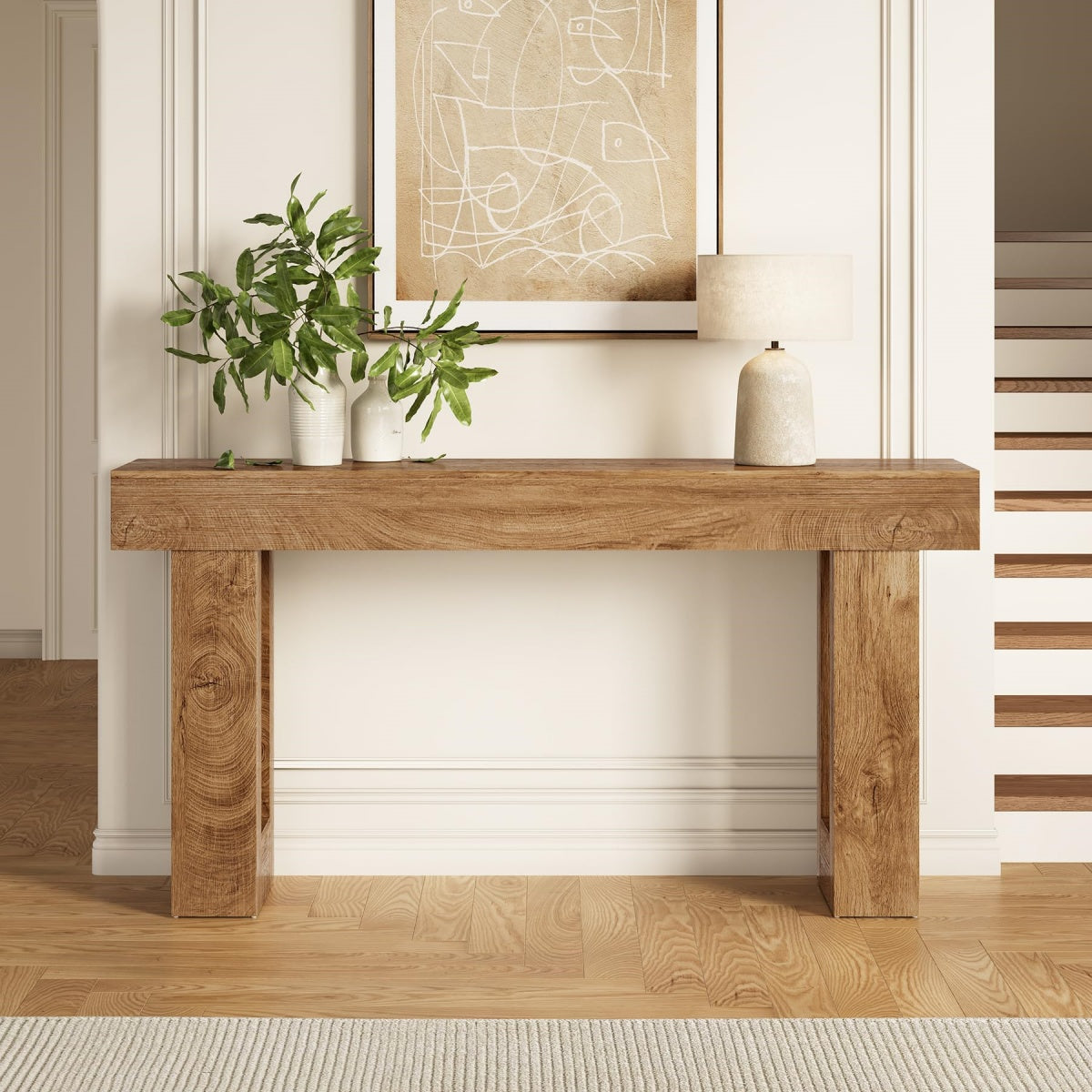 Rustic Industrial Oak Console Table