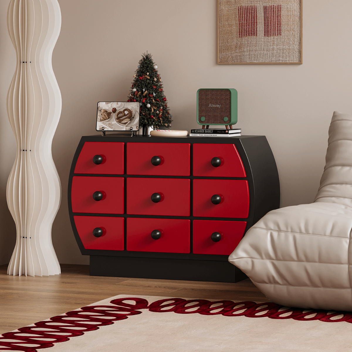 Gourd 9-Drawer Vintage Cabinet