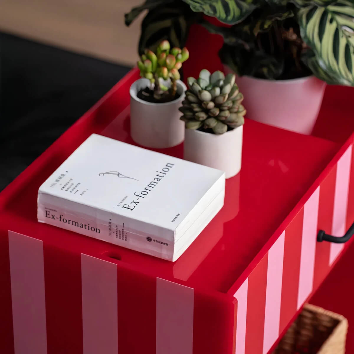 Dopamine Striped Acrylic Rolling Cart