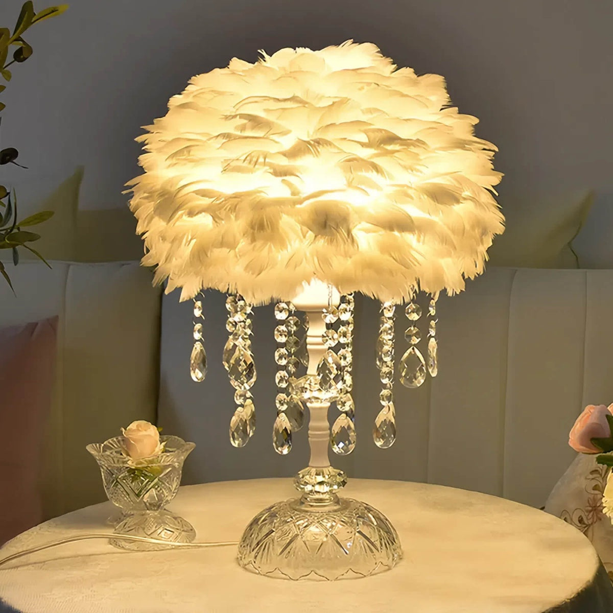 Feather Crystal Table Lamp