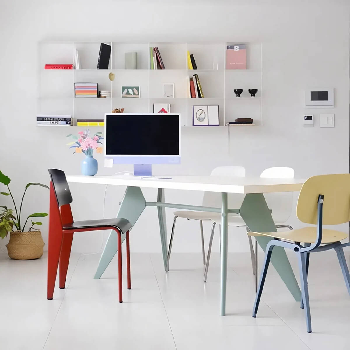 Memphis Creamy Rock Slab Dining Table