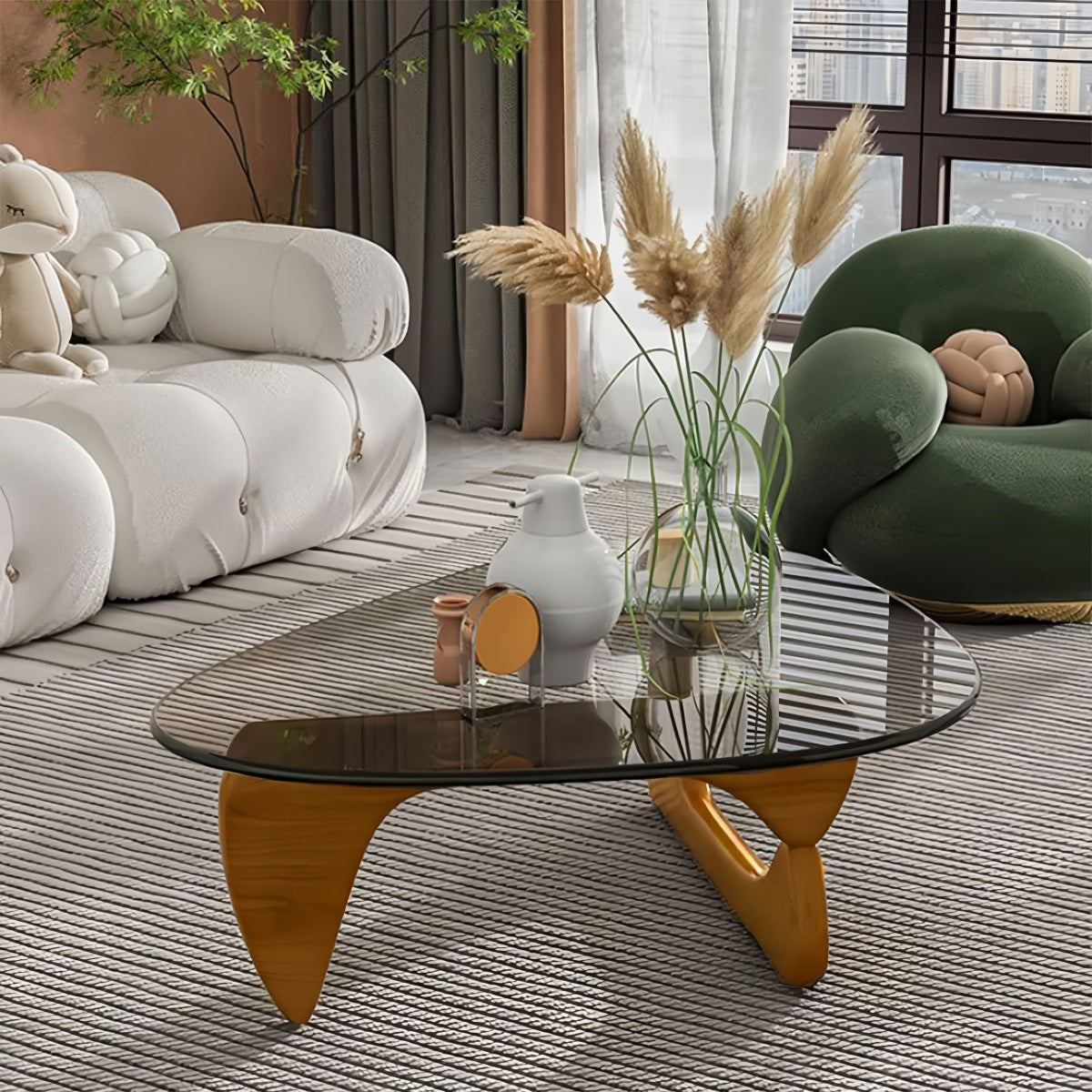 Triangular Modern Glass Coffee Table