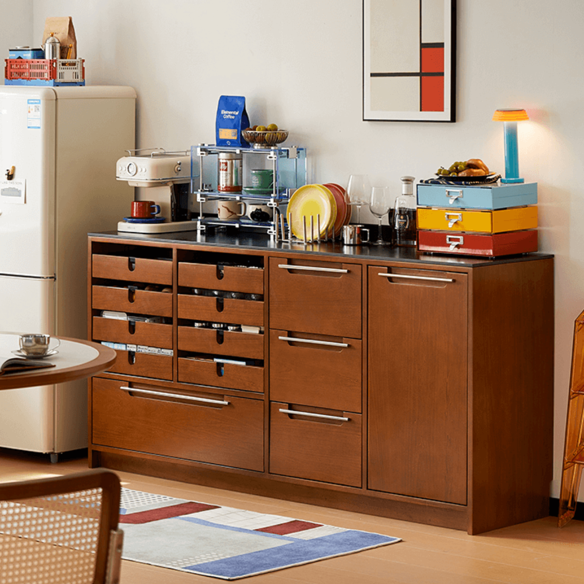 Solid Wood Sideboard with Rock Plate