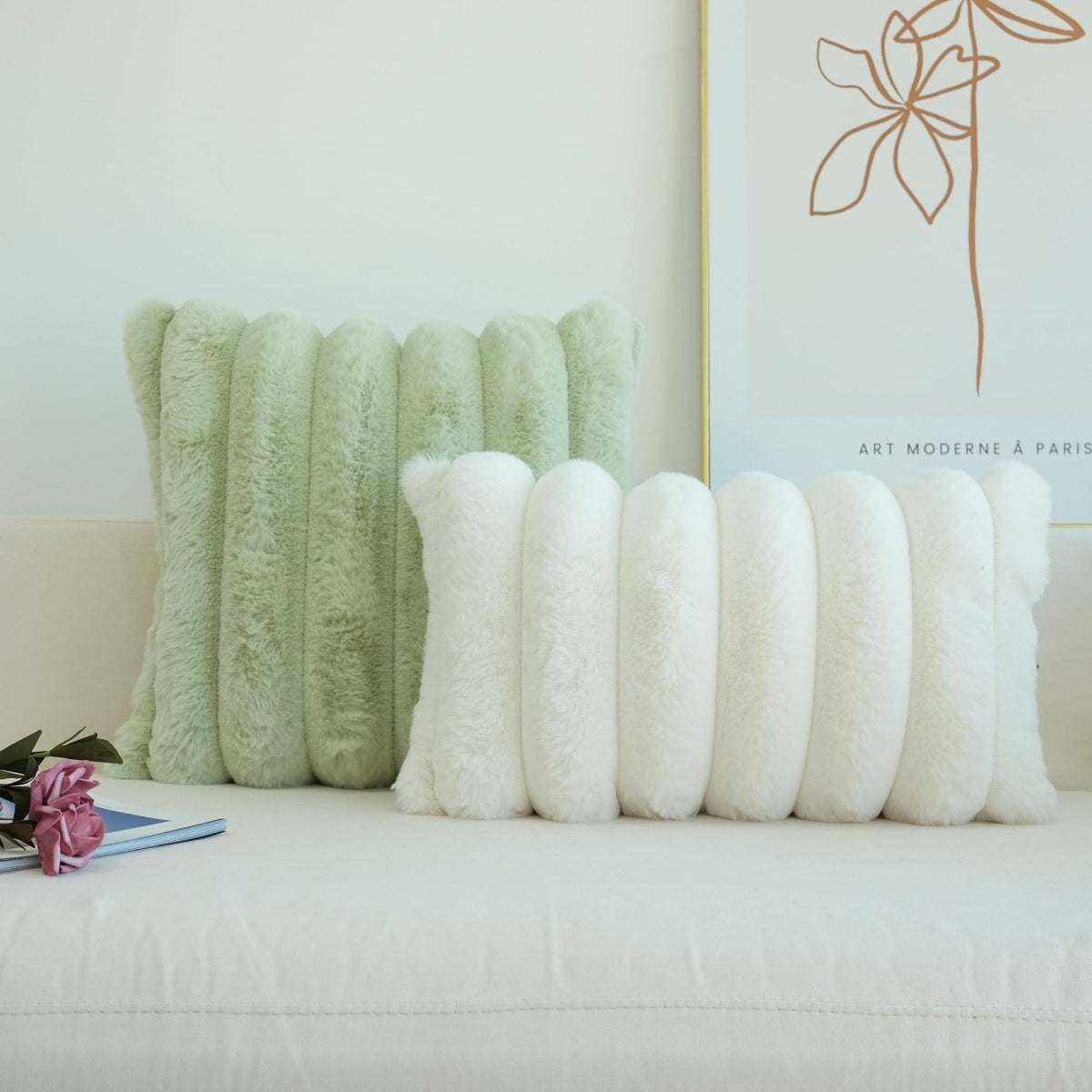 Faux Fur Plush Throw Pillow Covers
