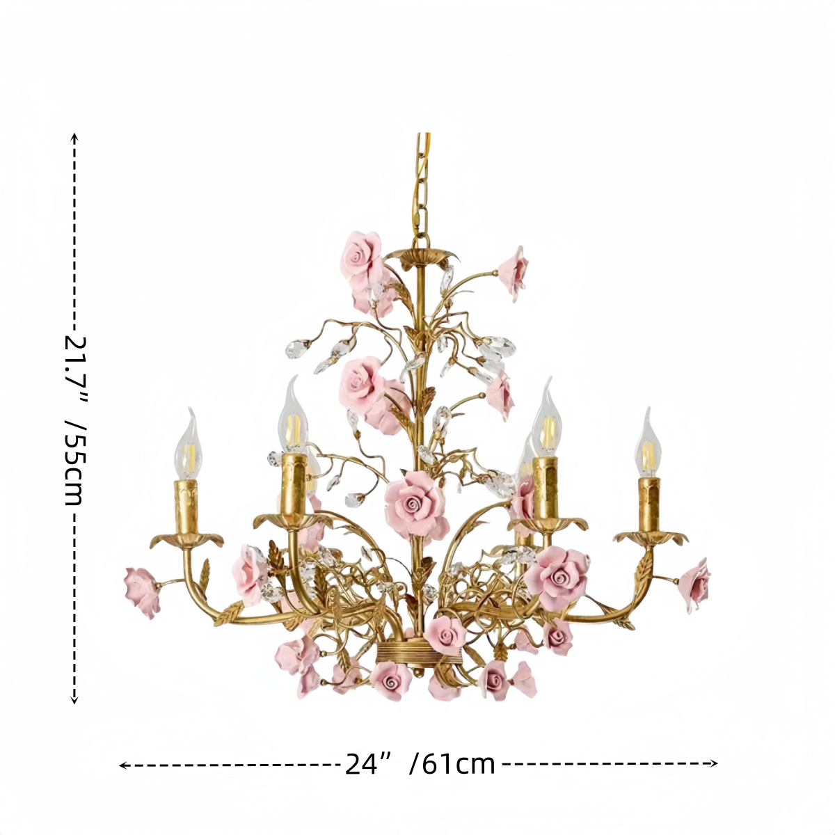 Vintage French Country Rose Chandelier