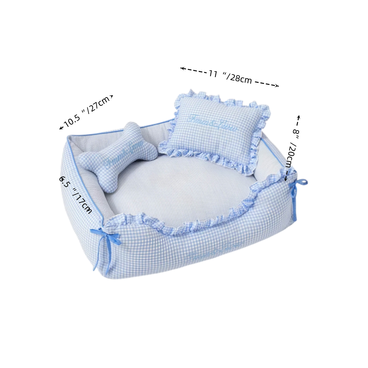 Pale Blue Plaid Pet Bed