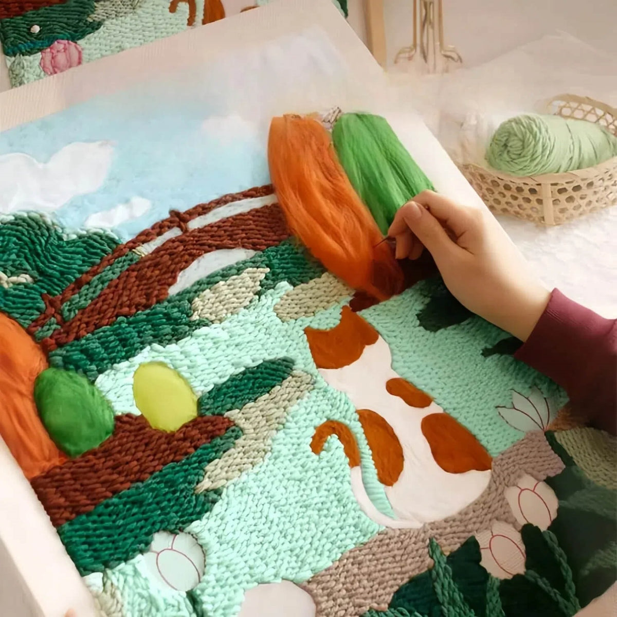 Garden Bridge & Cat DIY Punch Needle Art Kit