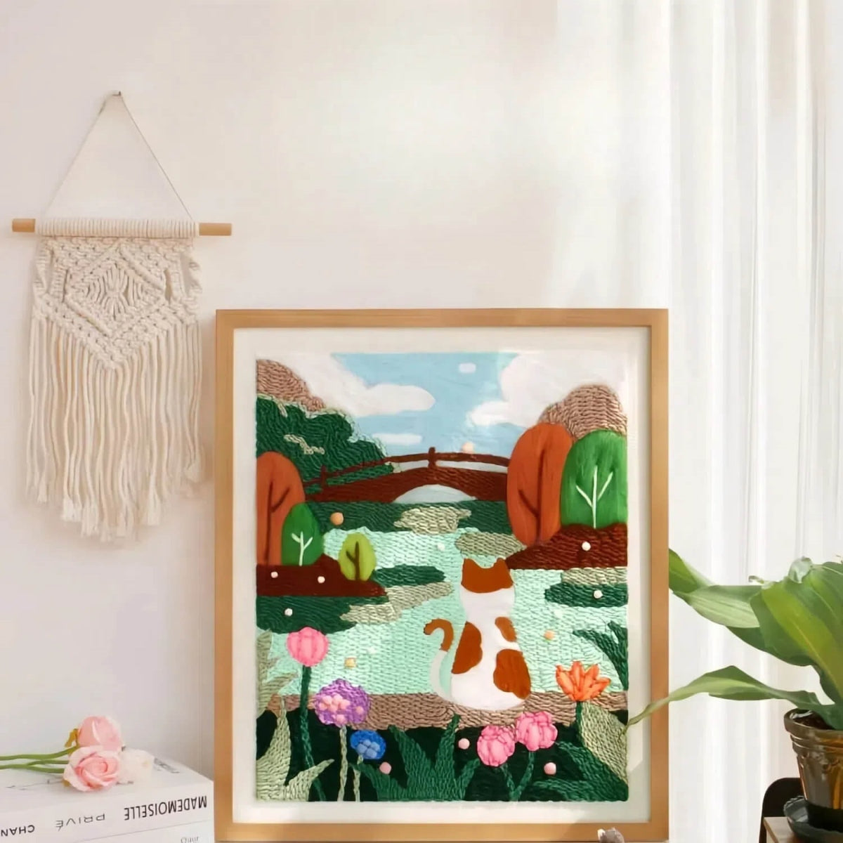 Garden Bridge & Cat DIY Punch Needle Art Kit