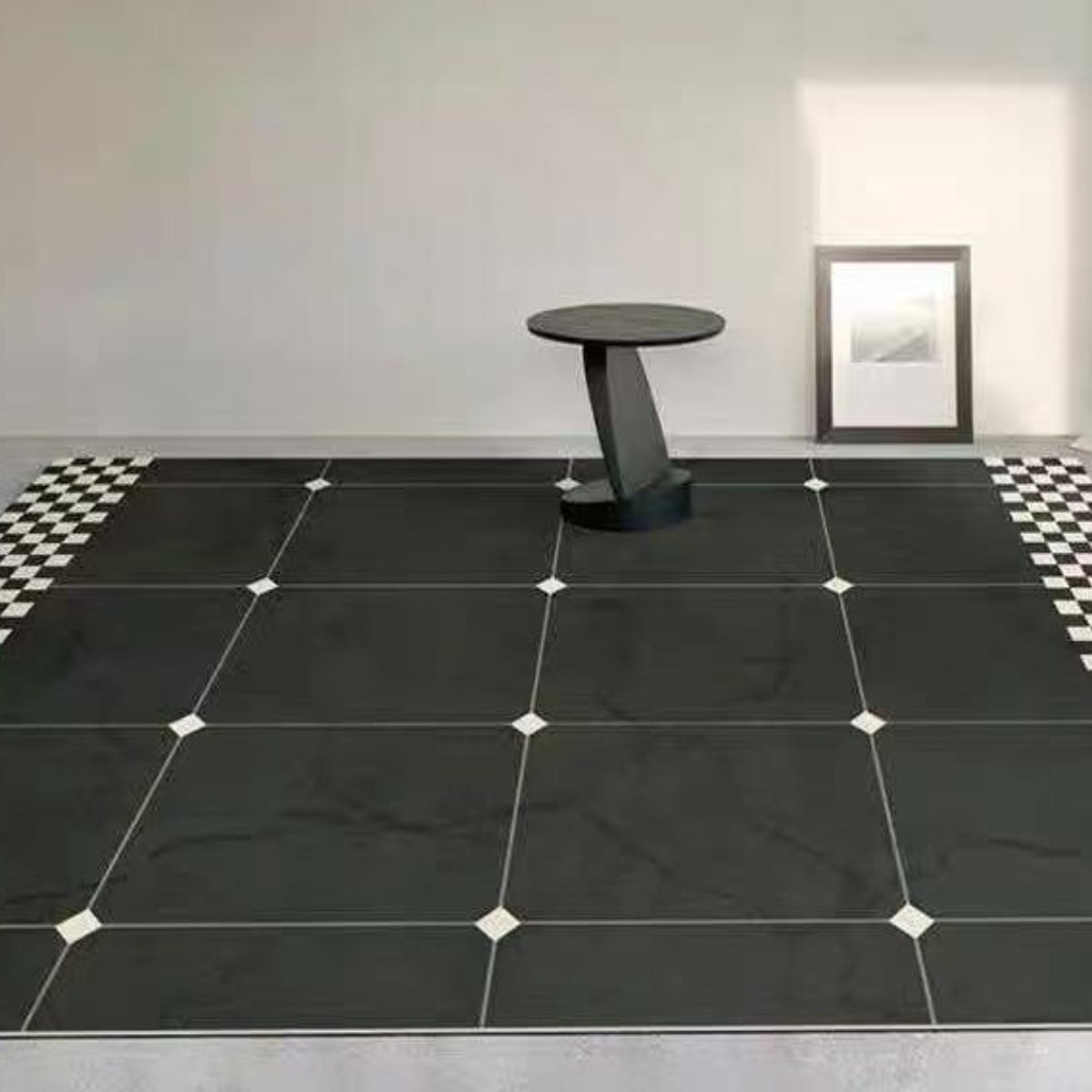 Checkerboard retro rug (black)
