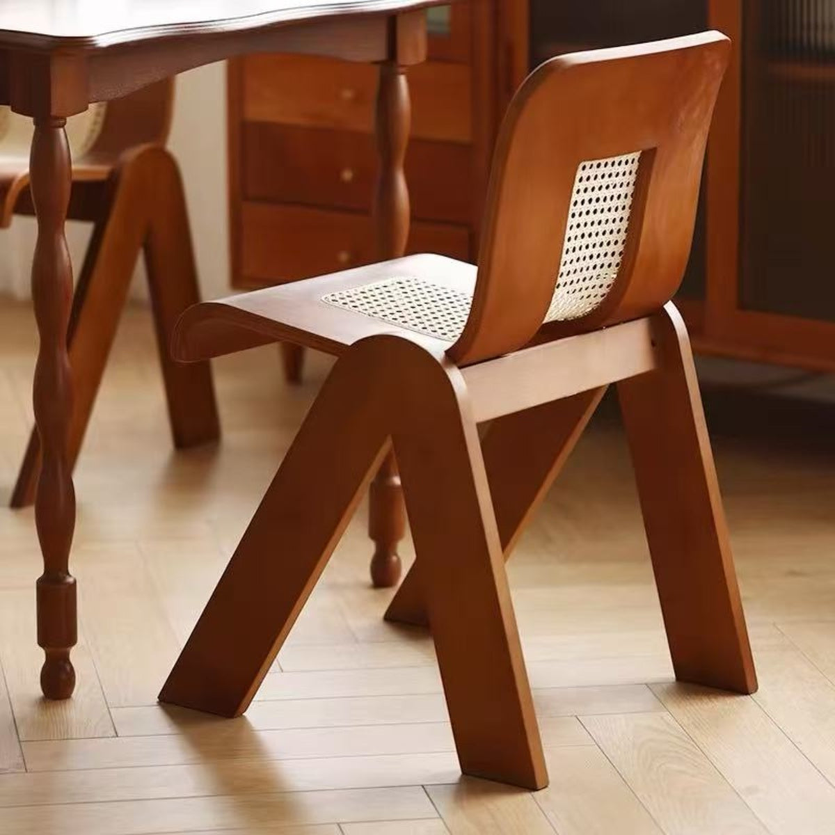 Wabi-Sabi Vintage Rattan Dining Chair