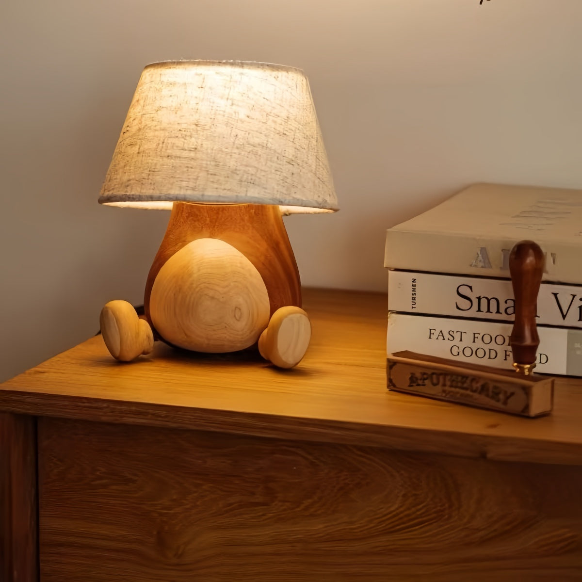 Wooden Cartoon Table Lamp