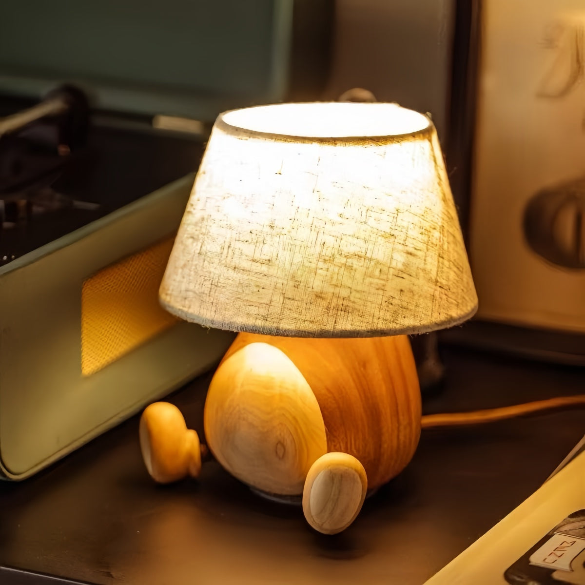 Wooden Cartoon Table Lamp