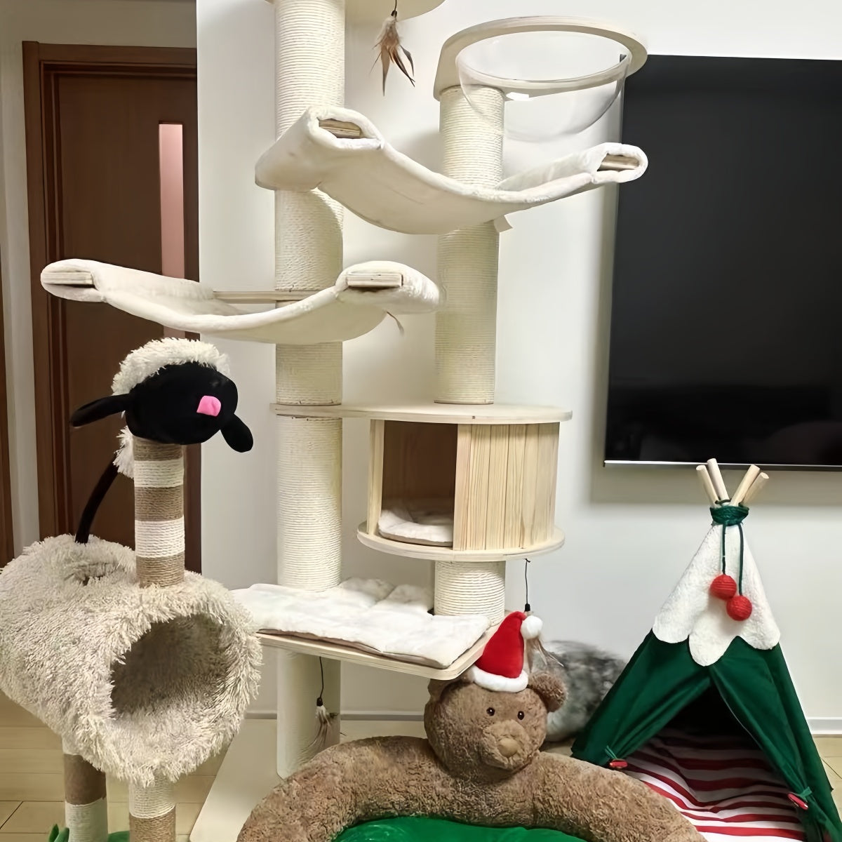 Multi-Level Wooden Cat Tree