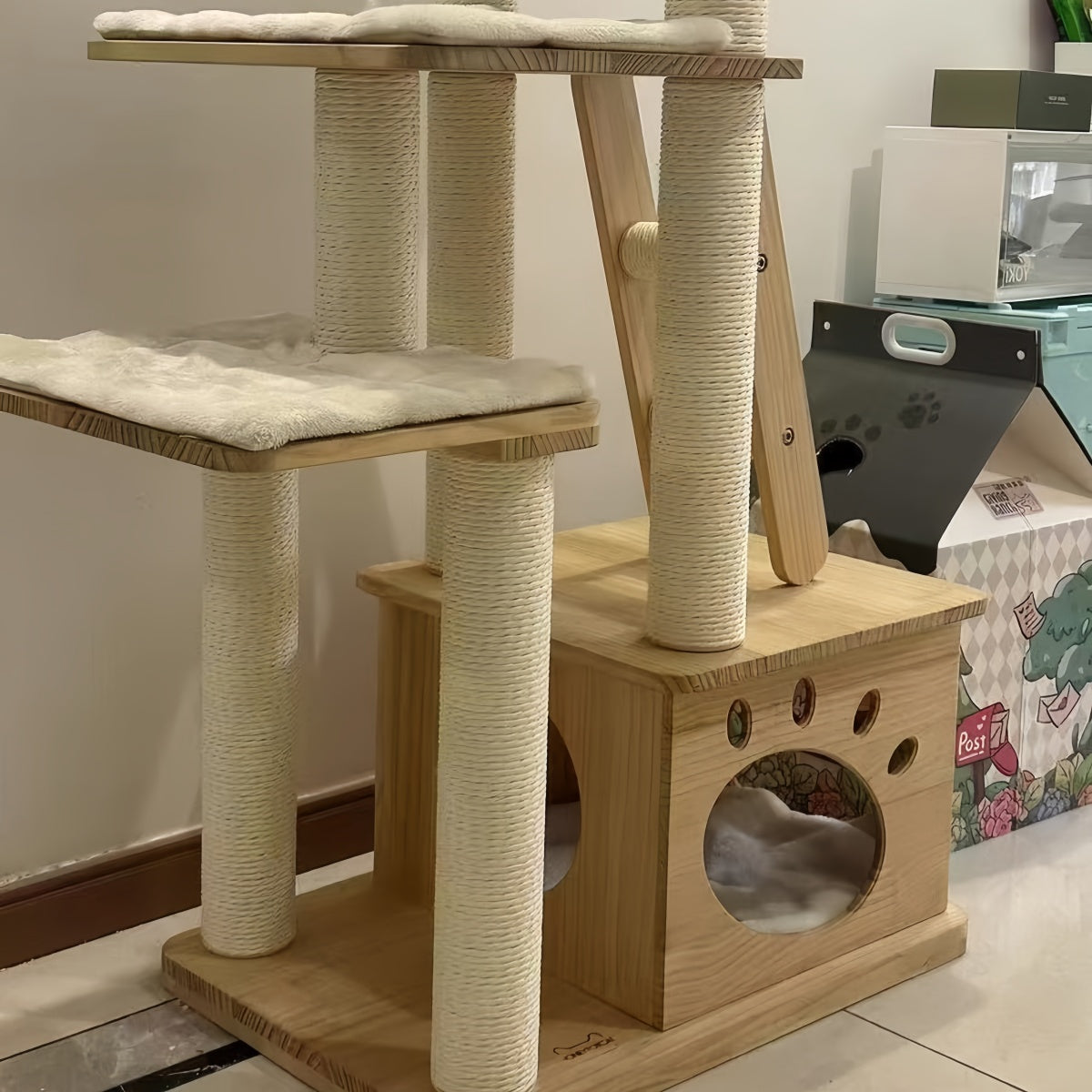 Premium Solid Wood Cat Tree