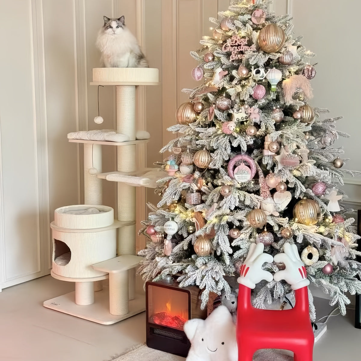 Premium Multi-Level Solid Wood Cat Tree