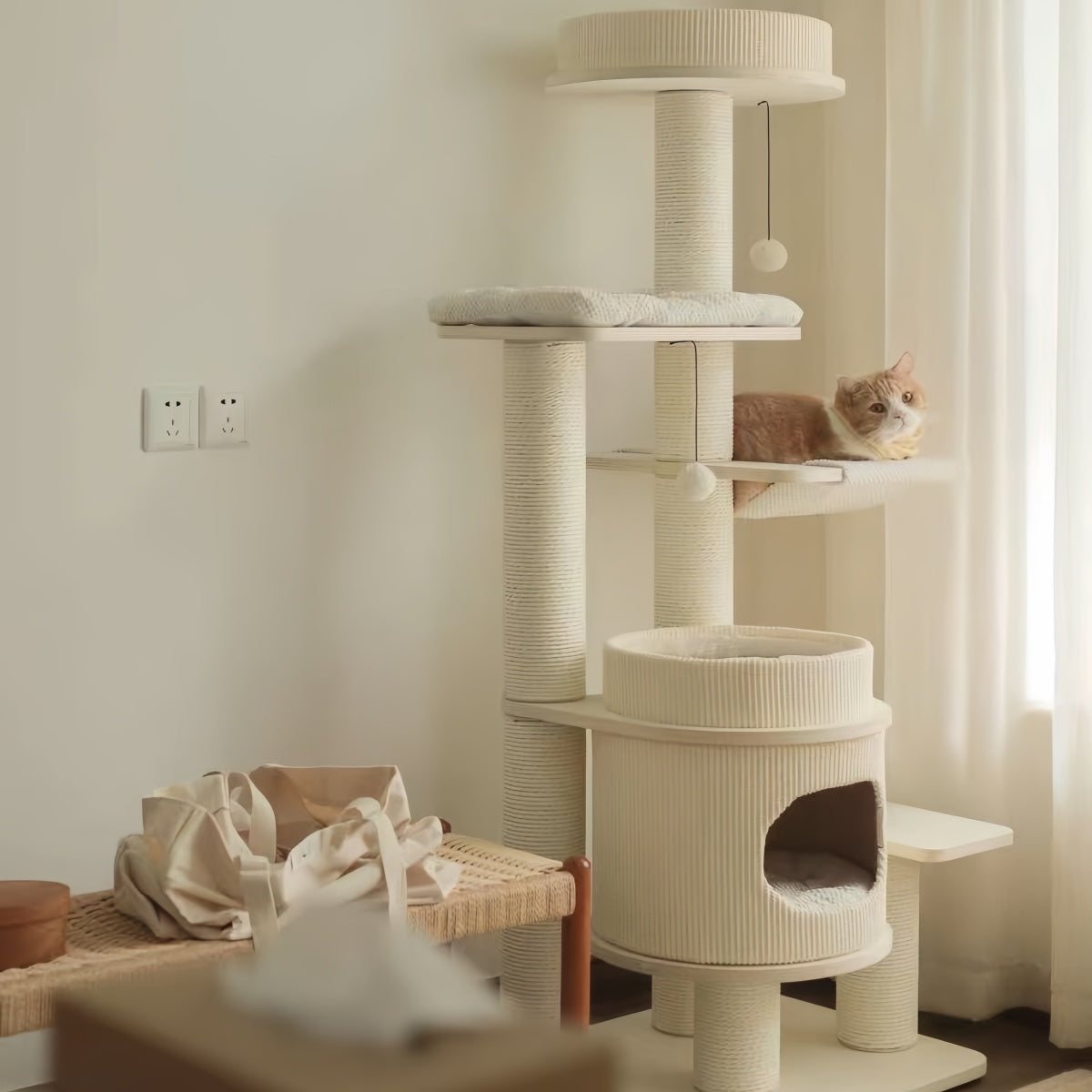 Premium Multi-Level Solid Wood Cat Tree