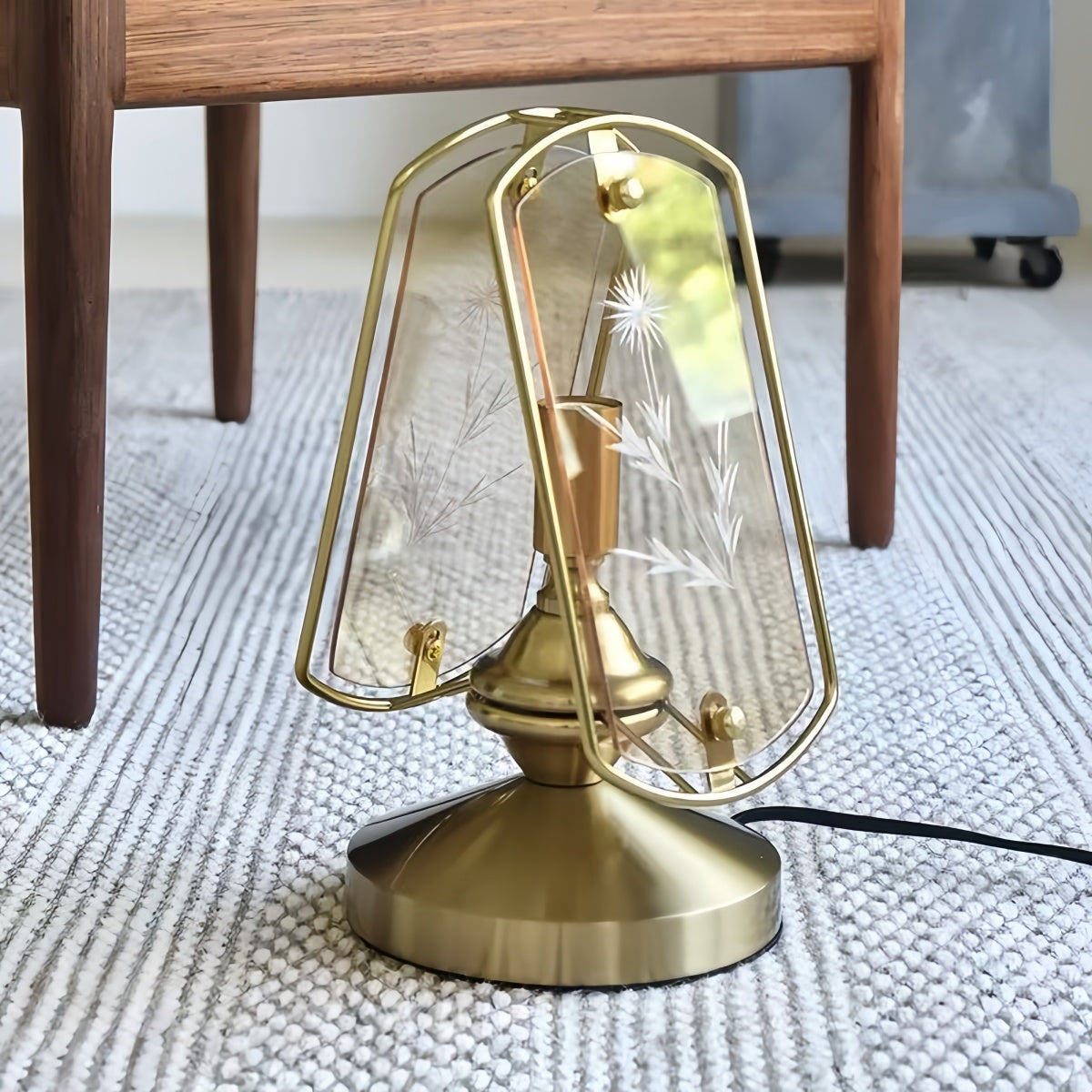 Vintage French Style Glass Table Lamp