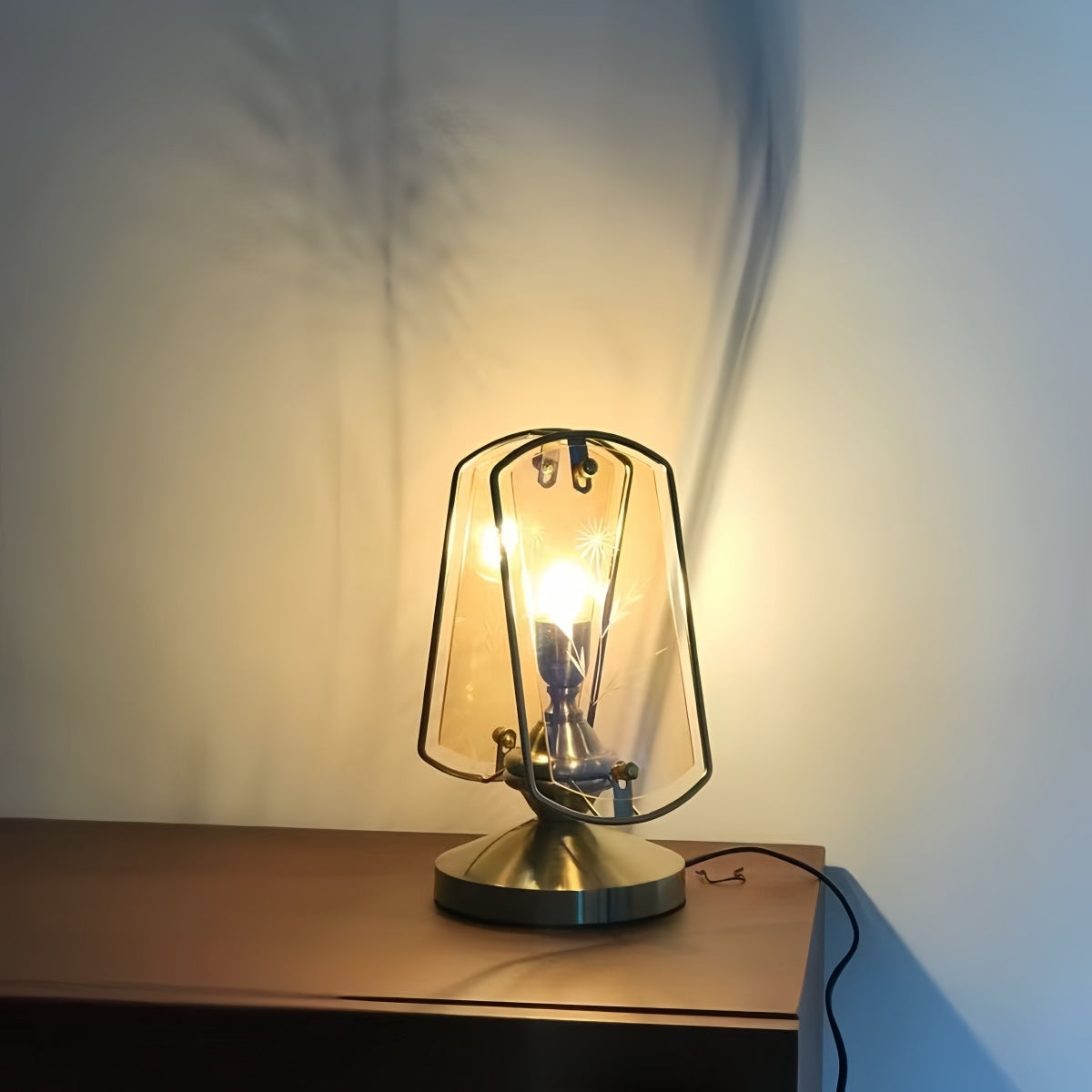 Vintage French Style Glass Table Lamp