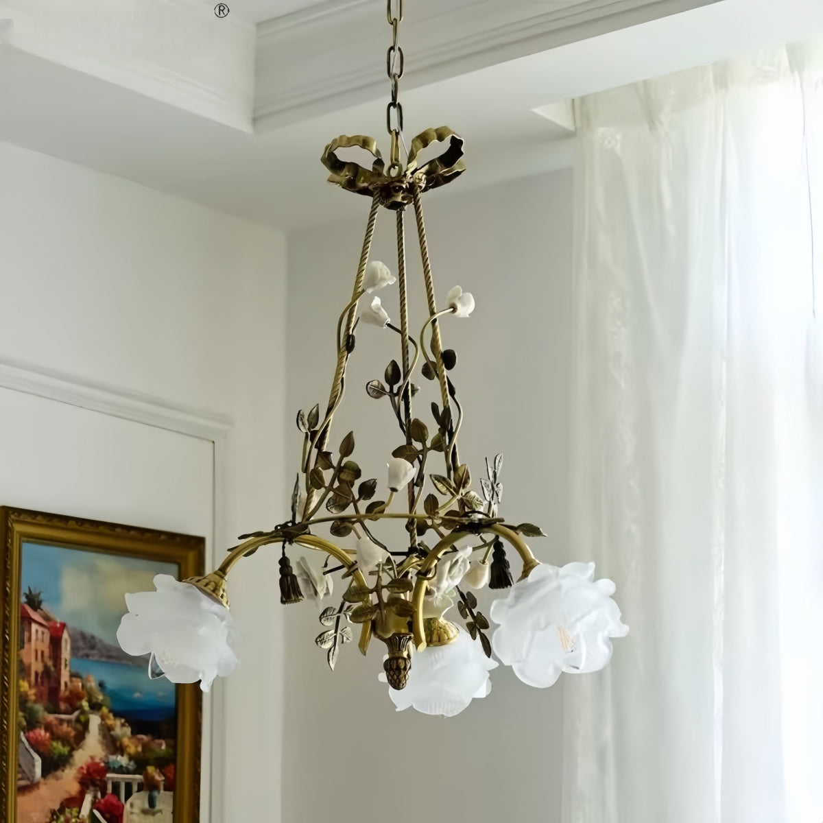Vintage French Bronze Chandelier