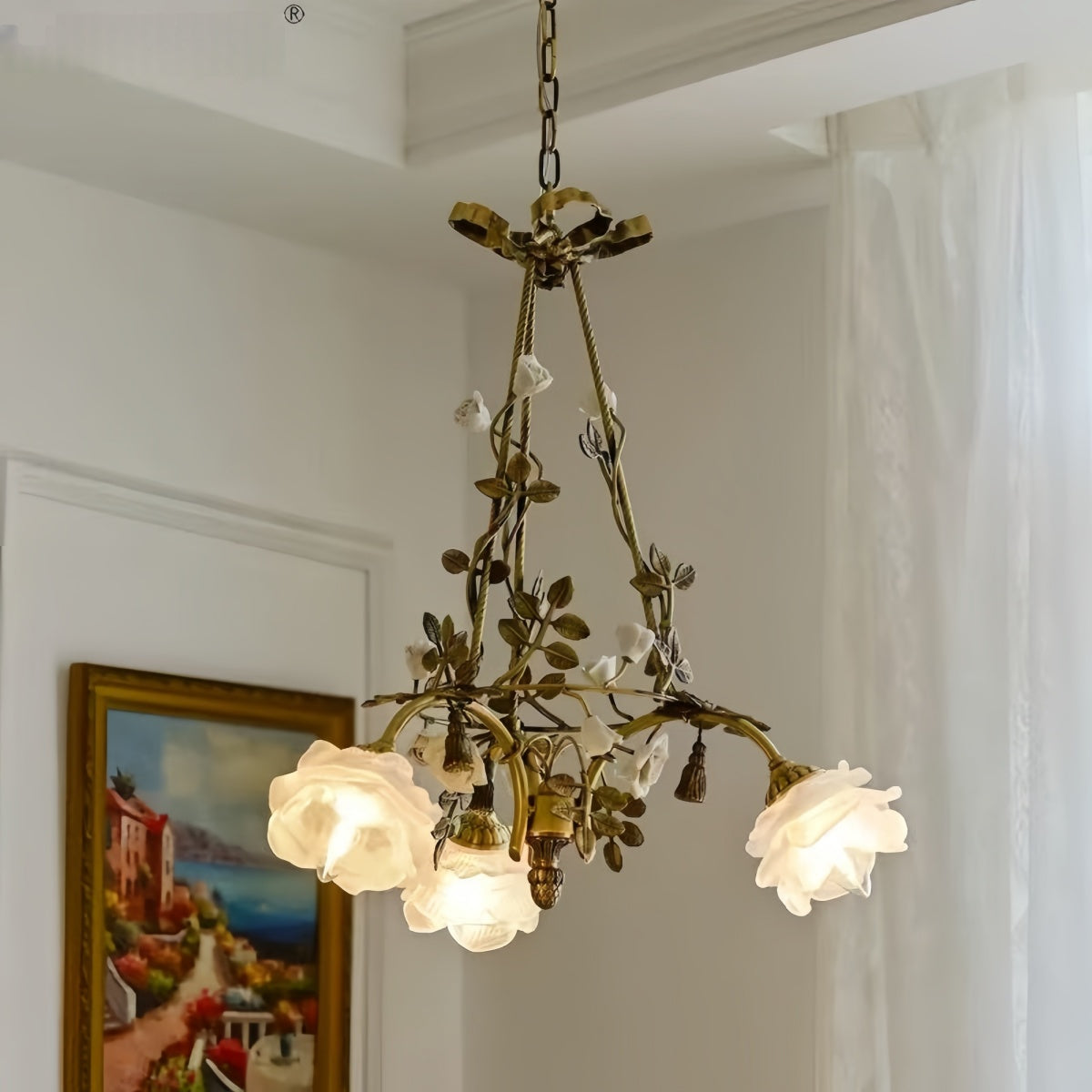 Vintage French Bronze Chandelier