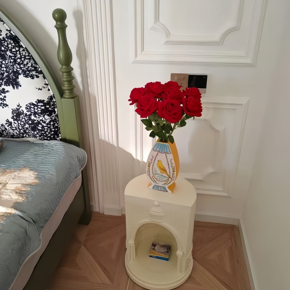 Hand-Painted Bird Design Ceramic Vase