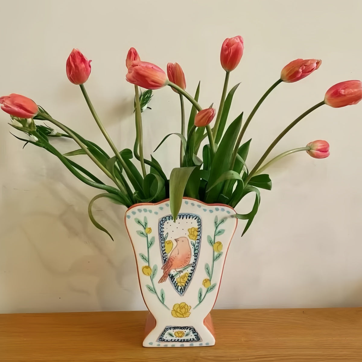 Hand-Painted Open Ceramic Vase