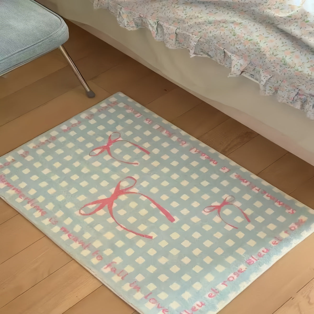 Charming Ballet-Inspired Bowknot Plush Rug
