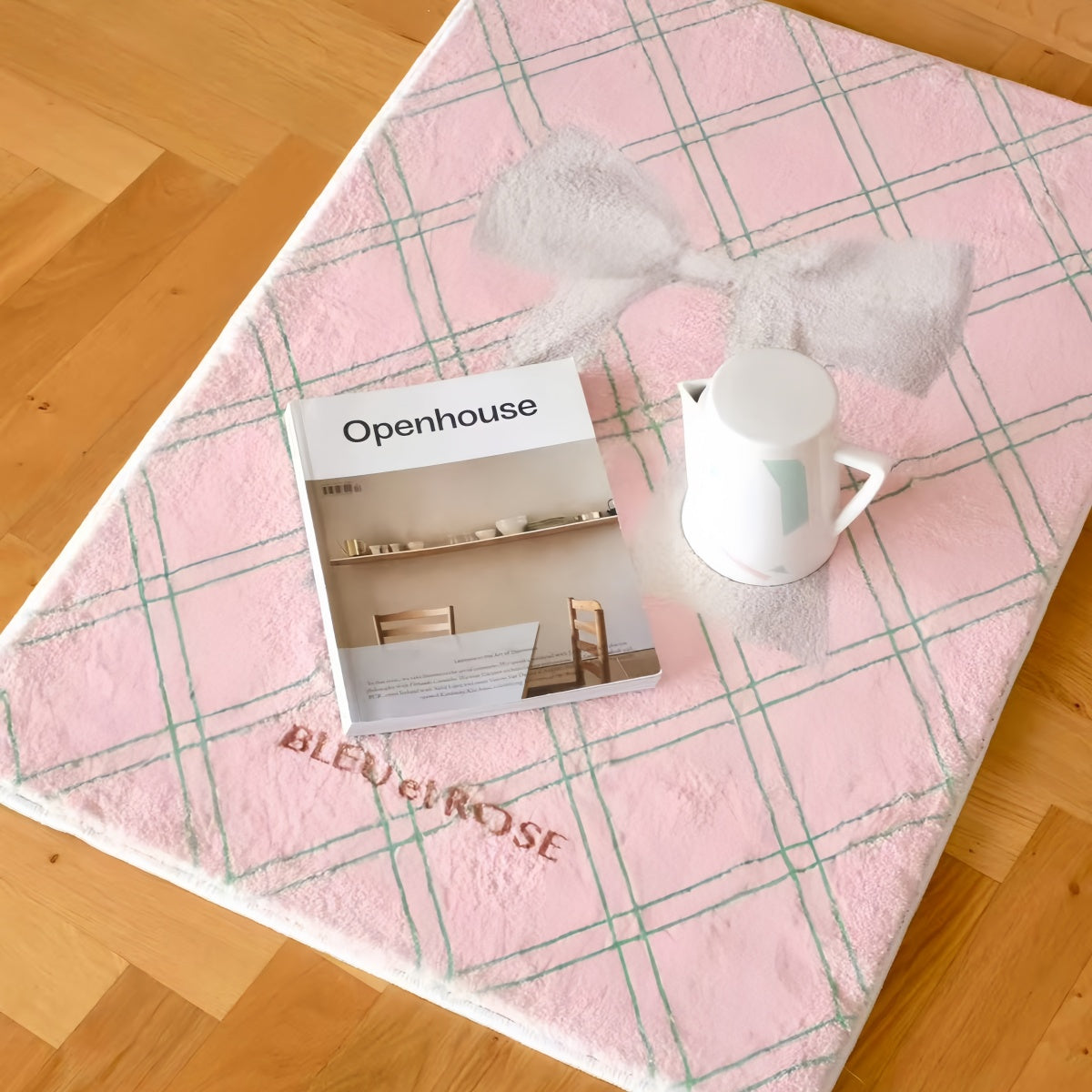 Charming Ballet-Inspired Bowknot Plush Rug