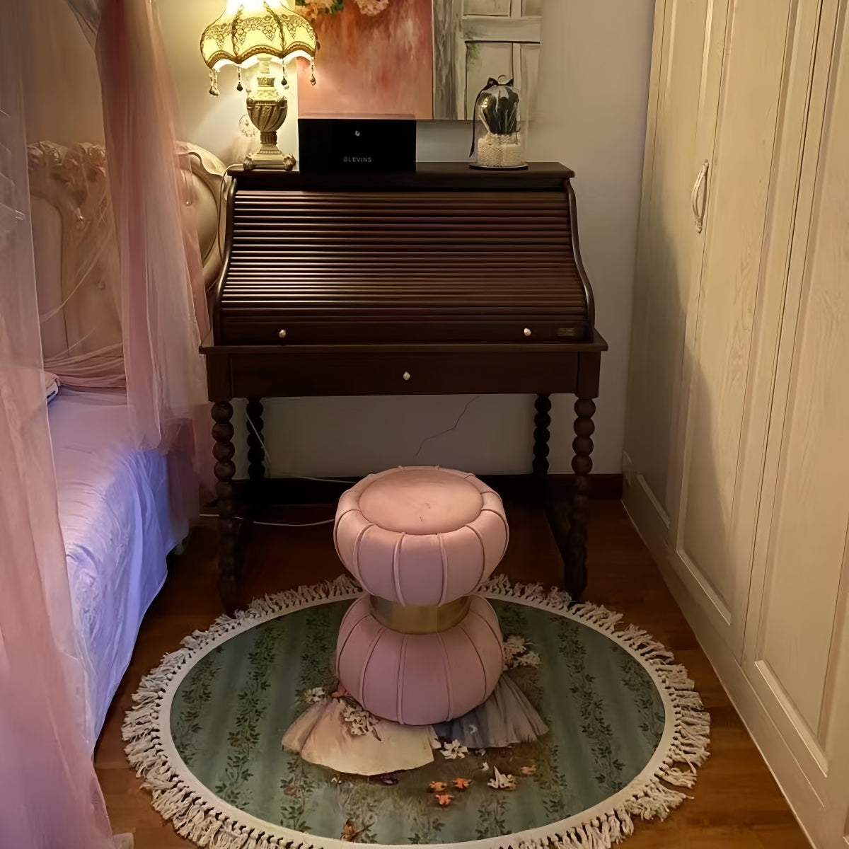 Pastel Pink Vanity Stool