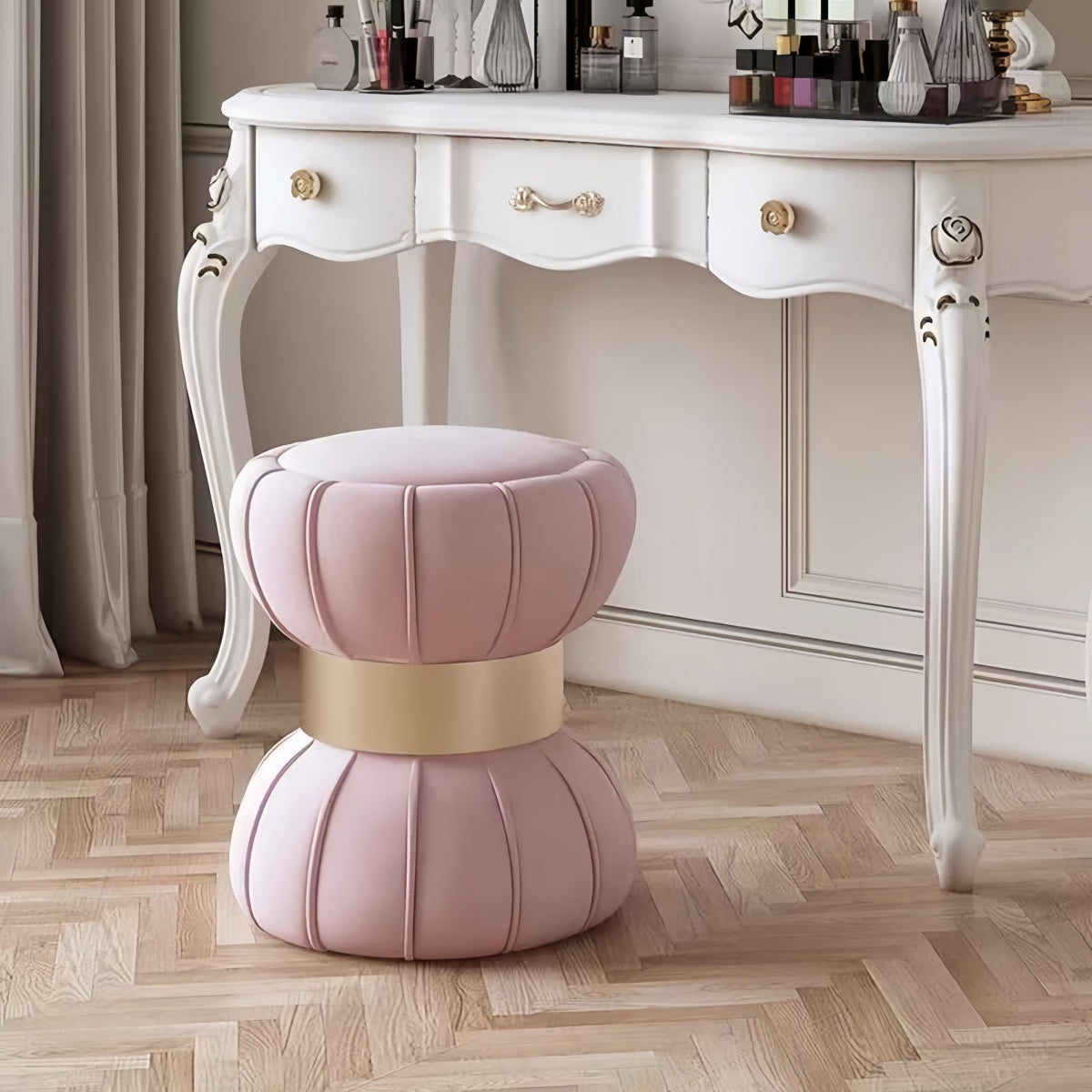 Pastel Pink Vanity Stool