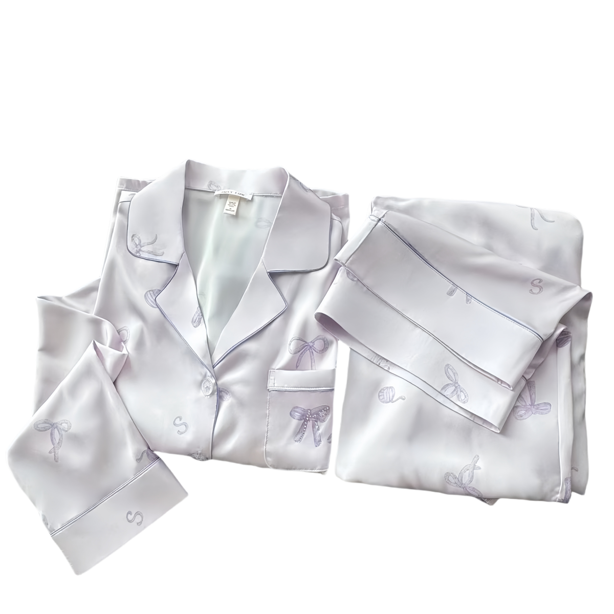 elegant long sleeve silk satin pajama set