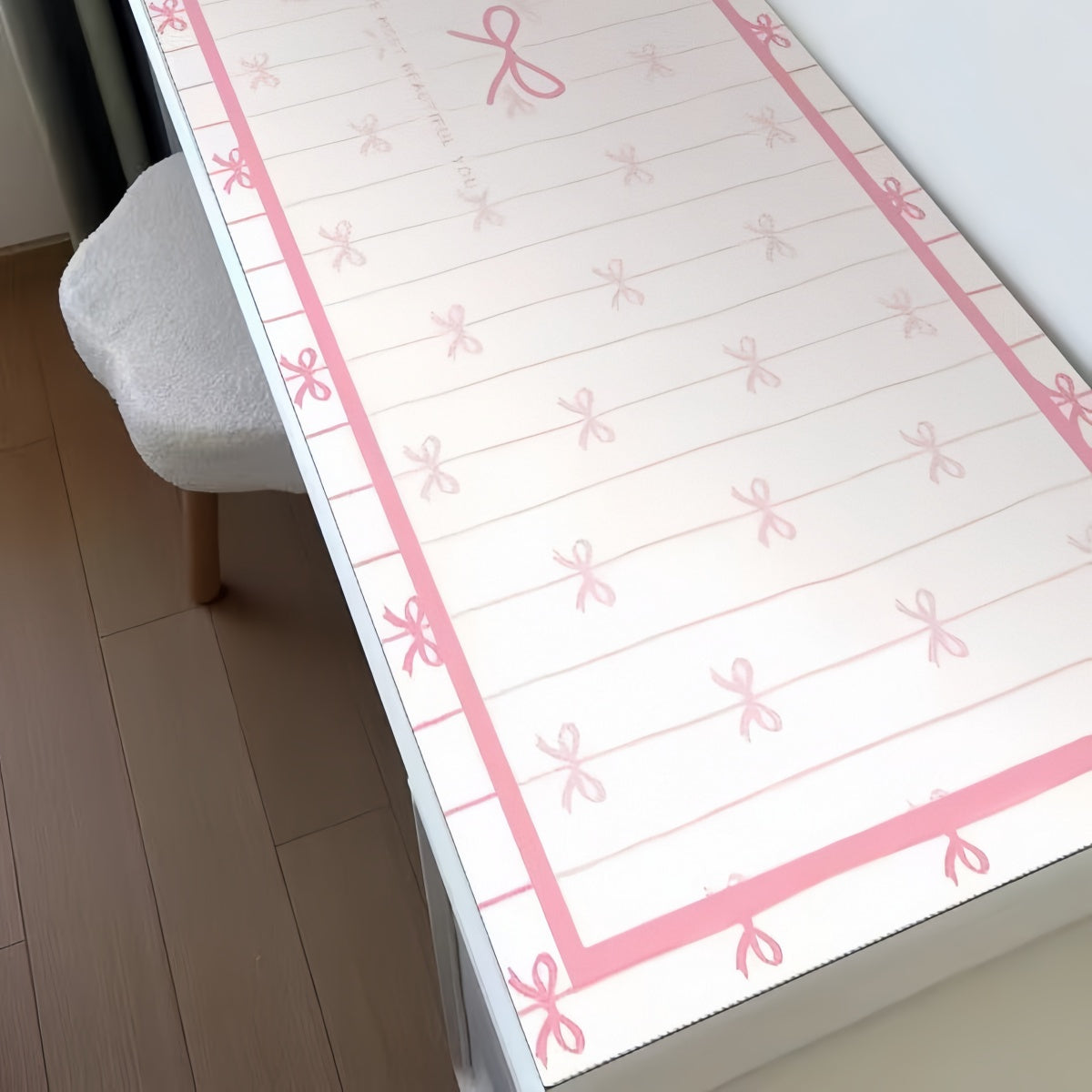 Cute Pink Bow Makeup Vanity Desk Mat