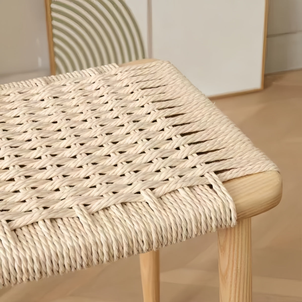 Nordic Ash Wood Woven Stool