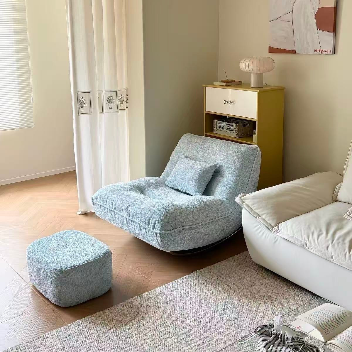 Sora Chenille Lounge Chair with Ottoman