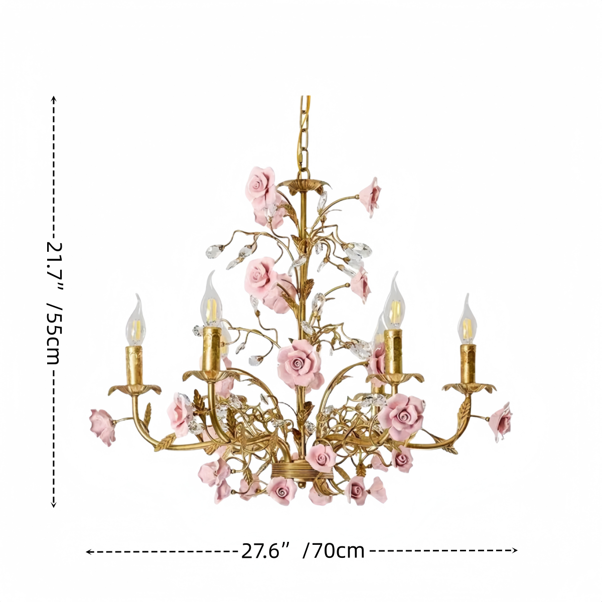 Vintage French Country Rose Chandelier