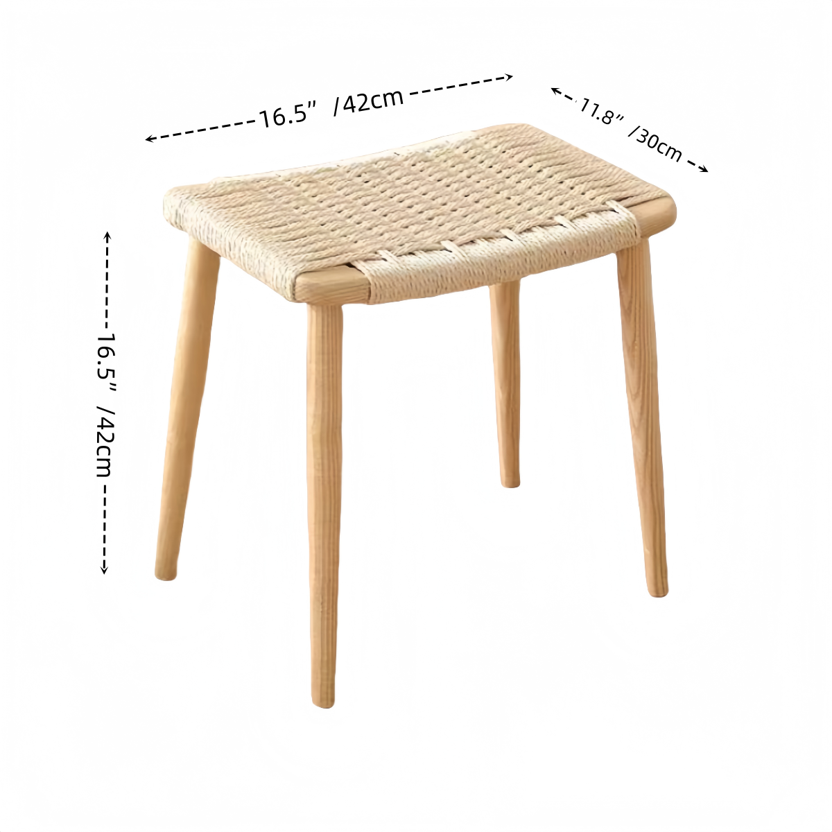 Nordic Ash Wood Woven Stool