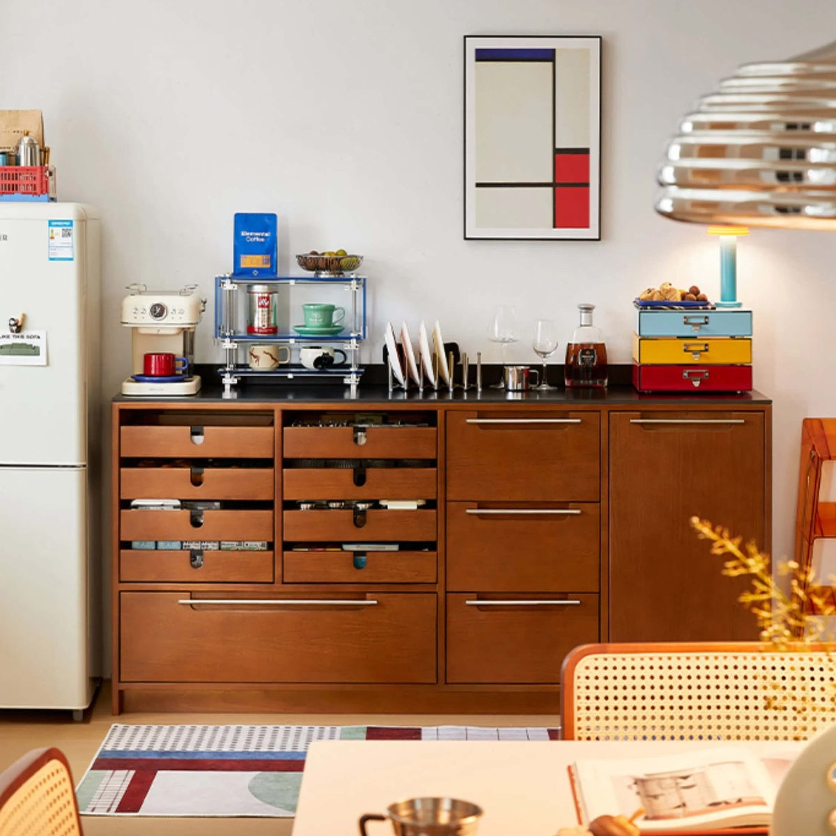 Solid Wood Sideboard with Rock Plate